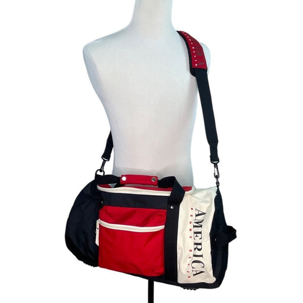 Perry Ellis America Red & Black Adjustable Strap Front Pocket Duffle Bag Sz L