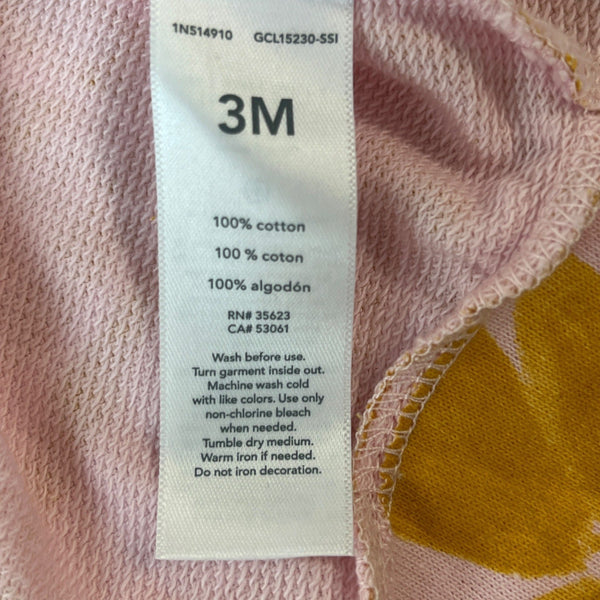 Carter's Baby Girls Pink & Yellow Leaf Hoodie Jacket Size 3M - NEW