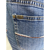Pepe Jeans UK 73 Denim Mini Skirt With Orange Graffiti Drip Paint Sz L