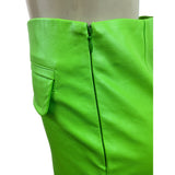 Indigo Octopus Bright Lime Green Leather Mini Skirt W/Side Pockets Sz S - New