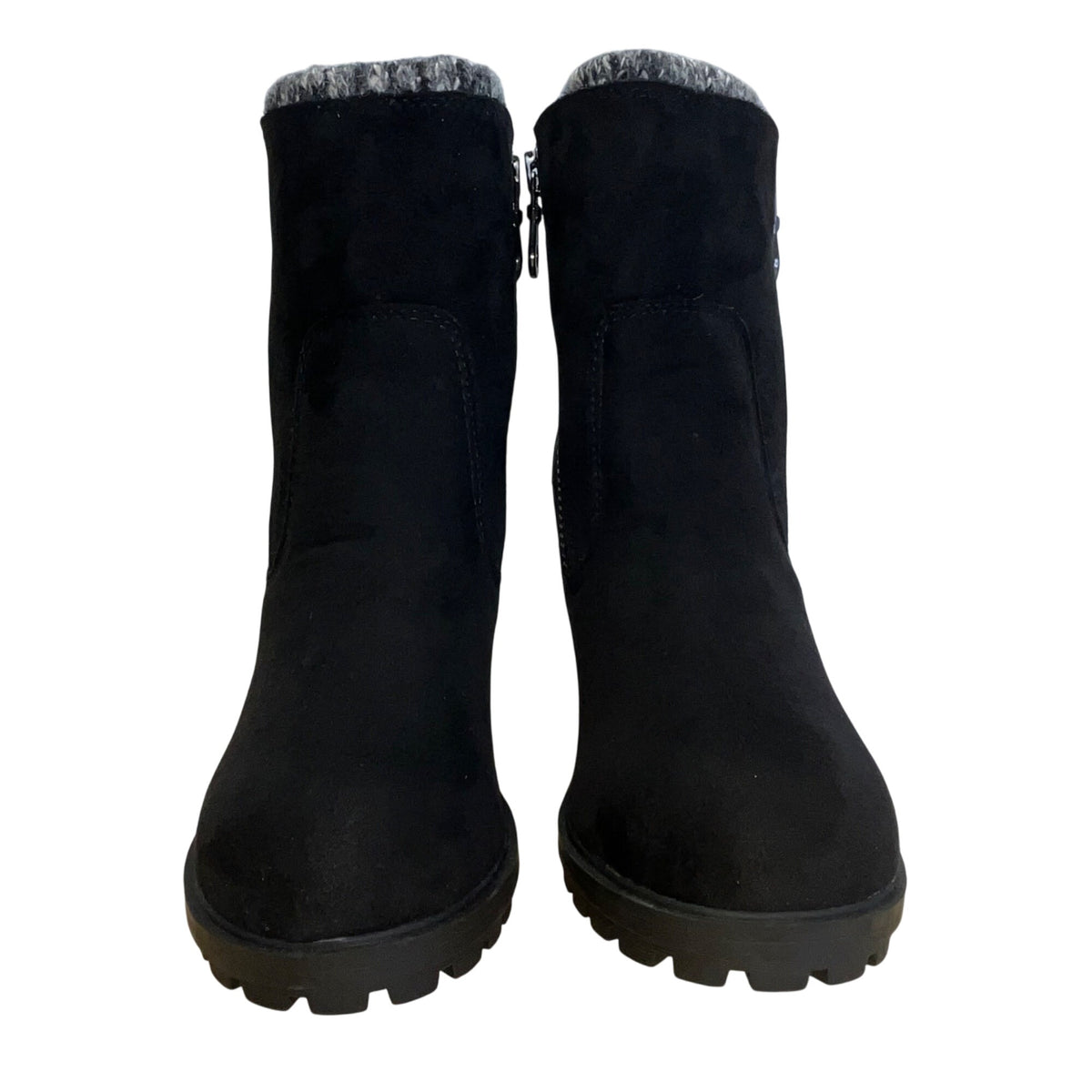 Mossimo Women’s Black Faux Suede & Side Zipper Emily Heeled Ankle Boots Size 7.5