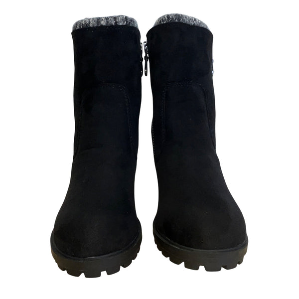 Mossimo Women’s Black Faux Suede & Side Zipper Emily Heeled Ankle Boots Size 7.5