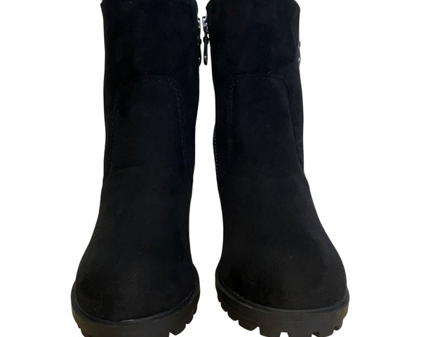 Mossimo Women’s Black Faux Suede & Side Zipper Emily Heeled Ankle Boots Size 7.5