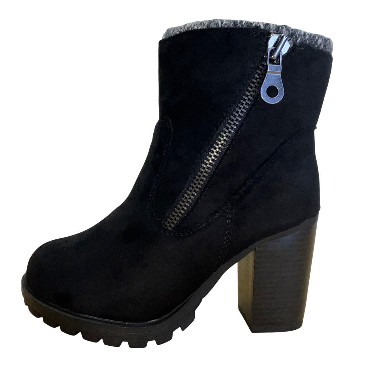 Mossimo Women’s Black Faux Suede & Side Zipper Emily Heeled Ankle Boots Size 7.5
