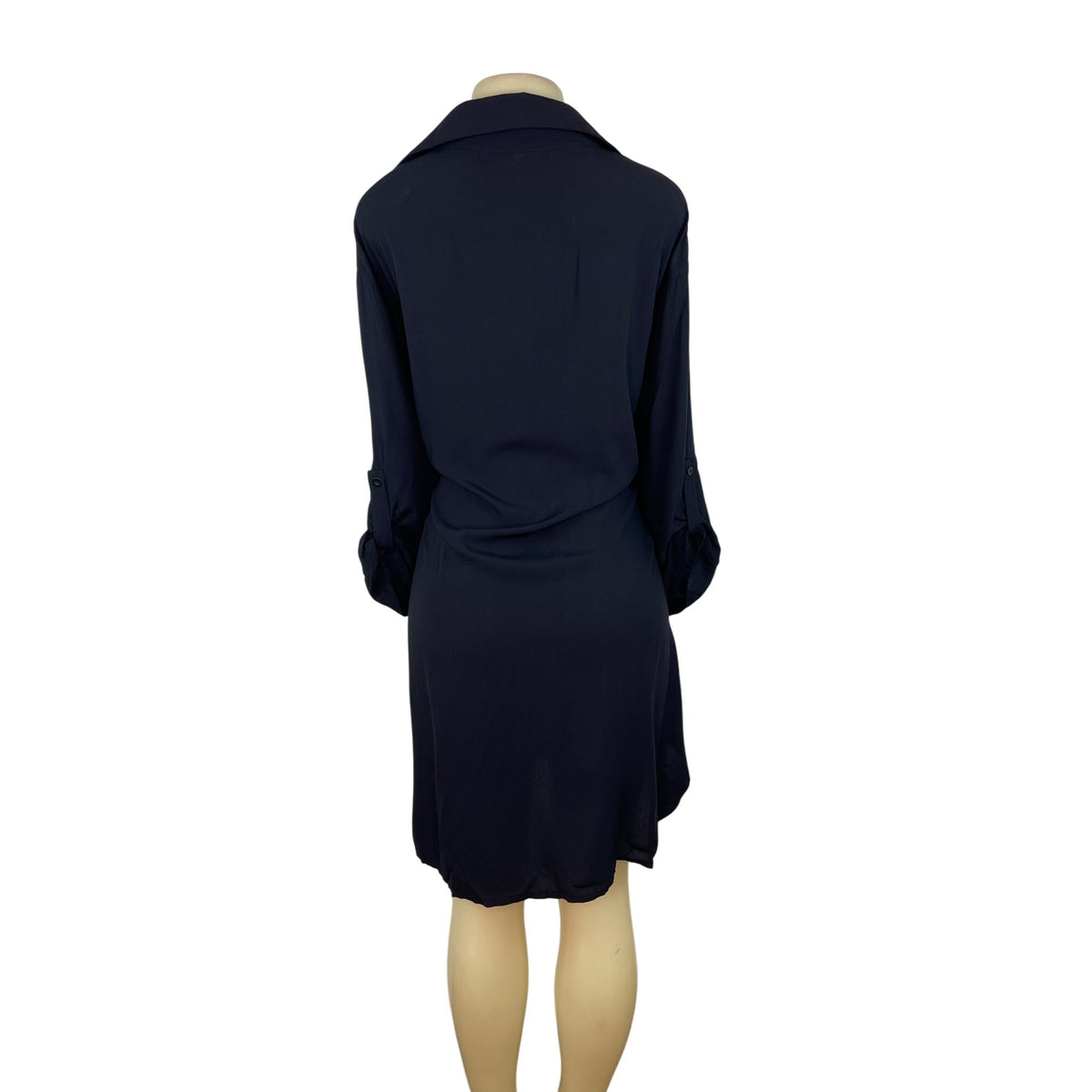 Ekouaer Loose-Fit Deep V-Neck Black Dress With Roll-Up Sleeves Size XXXL - New