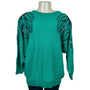 Vintage Karen & Co Sequin Embellished Green Sweater Women's Knit Top Size M
