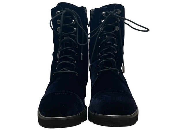 Donald J Pliner Mens Navy Velvet & Leather Carmin-U Combat Boots Size 11M