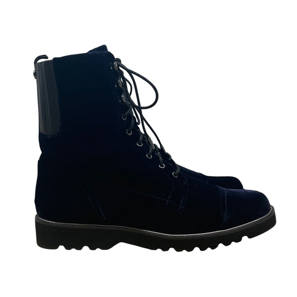 Donald J Pliner Mens Navy Velvet & Leather Carmin-U Combat Boots Size 11M