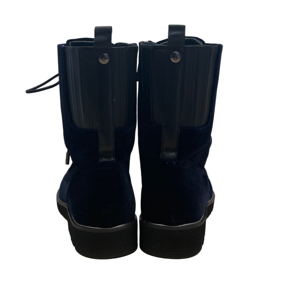 Donald J Pliner Mens Navy Velvet & Leather Carmin-U Combat Boots Size 11M