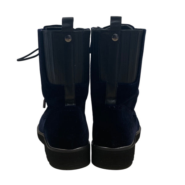 Donald J Pliner Mens Navy Velvet & Leather Carmin-U Combat Boots Size 11M