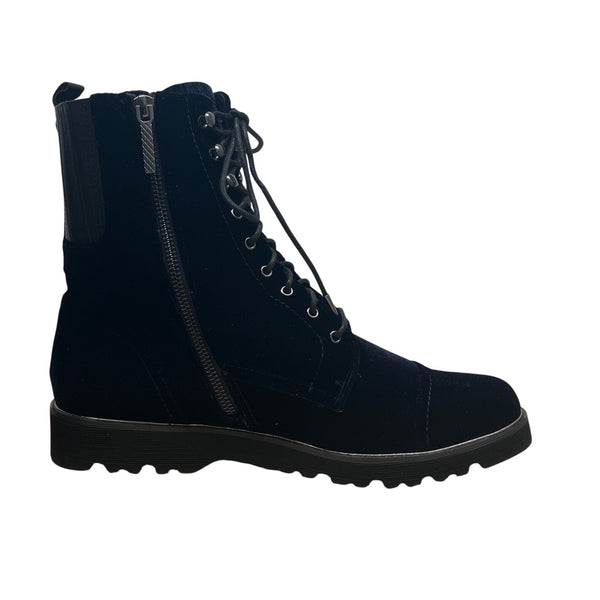 Donald J Pliner Mens Navy Velvet & Leather Carmin-U Combat Boots Size 11M