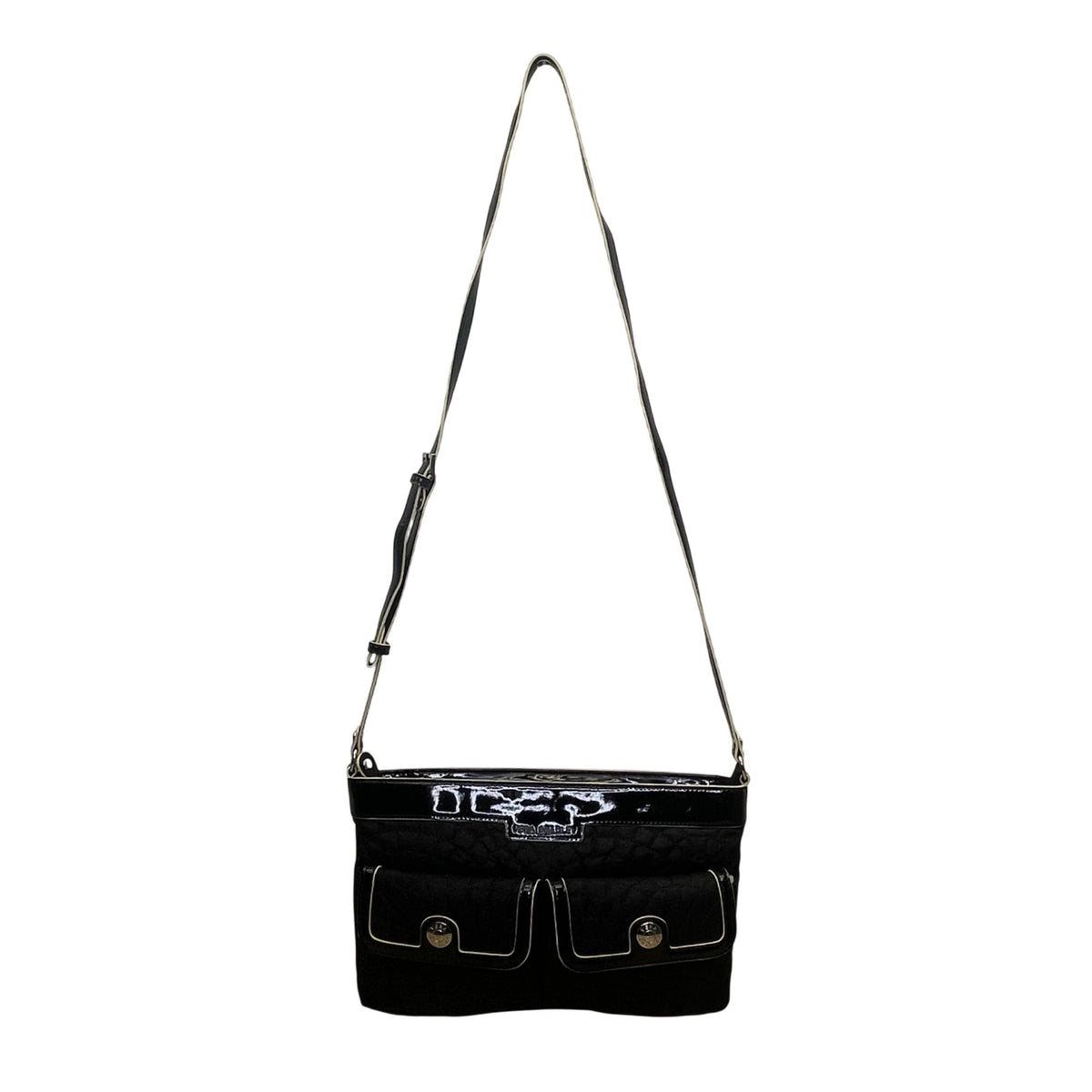 Vera Bradley Women’s Black Quilted Adjustable Strap Front Pockets Crossbody Bag