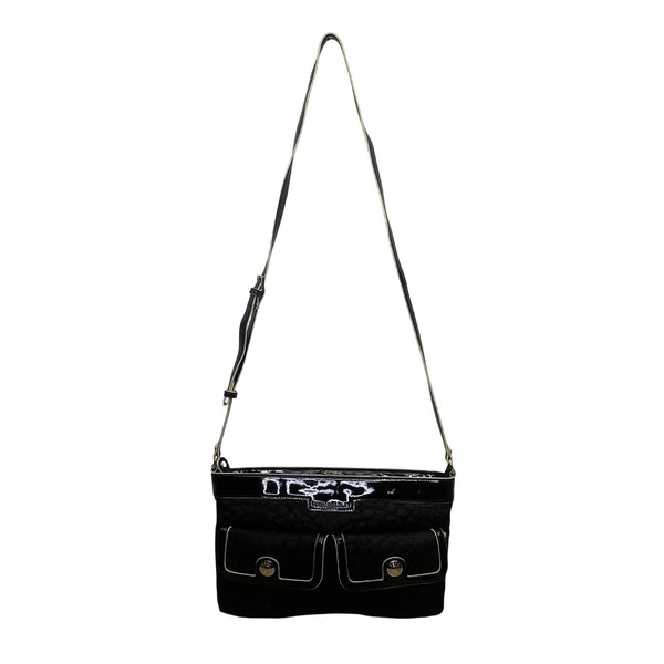 Vera Bradley Women’s Black Quilted Adjustable Strap Front Pockets Crossbody Bag