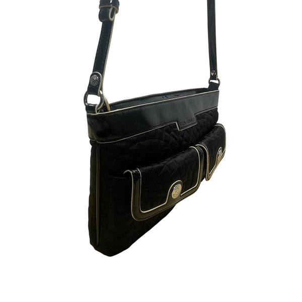 Vera Bradley Women’s Black Quilted Adjustable Strap Front Pockets Crossbody Bag