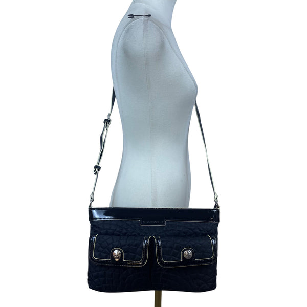 Vera Bradley Women’s Black Quilted Adjustable Strap Front Pockets Crossbody Bag