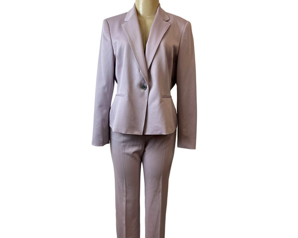 Anne Klein Womens Light Pink Two-Piece Office Suit With Blazer & Trousers Sz 10p - 14p