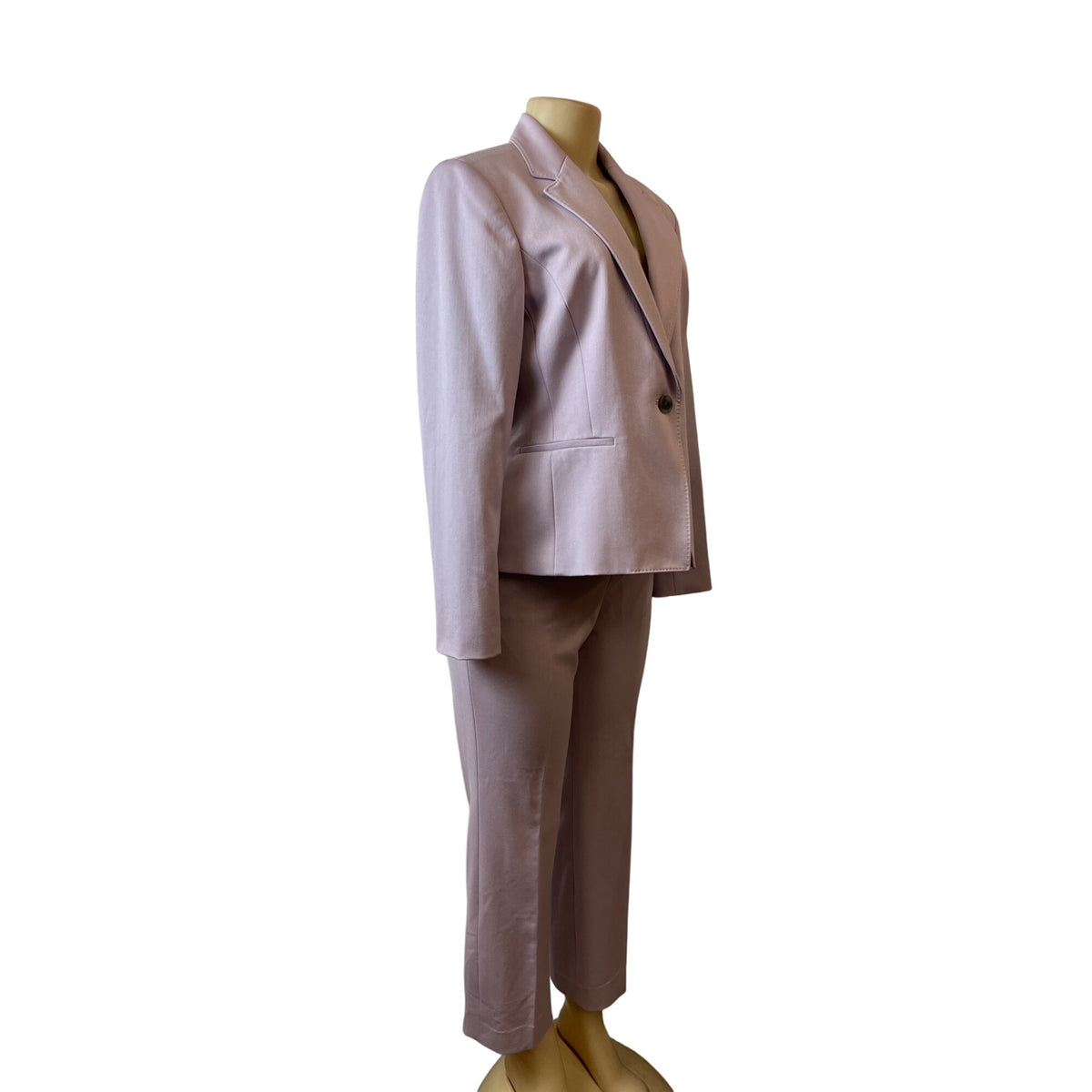 Anne Klein Womens Light Pink Two-Piece Office Suit With Blazer & Trousers Sz 10p - 14p