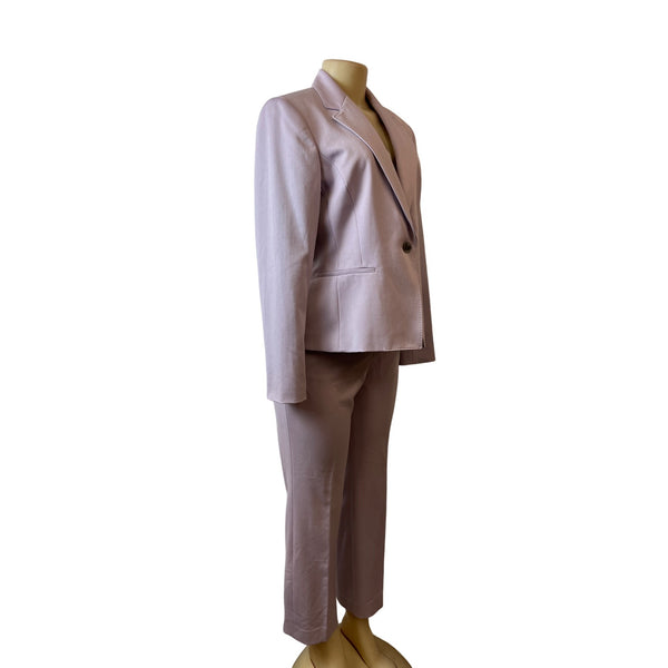 Anne Klein Womens Light Pink Two-Piece Office Suit With Blazer & Trousers Sz 10p - 14p