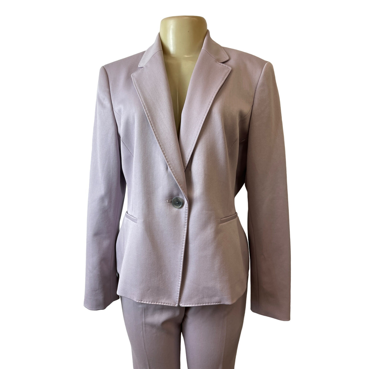 Anne Klein Womens Light Pink Two-Piece Office Suit With Blazer & Trousers Sz 10p - 14p