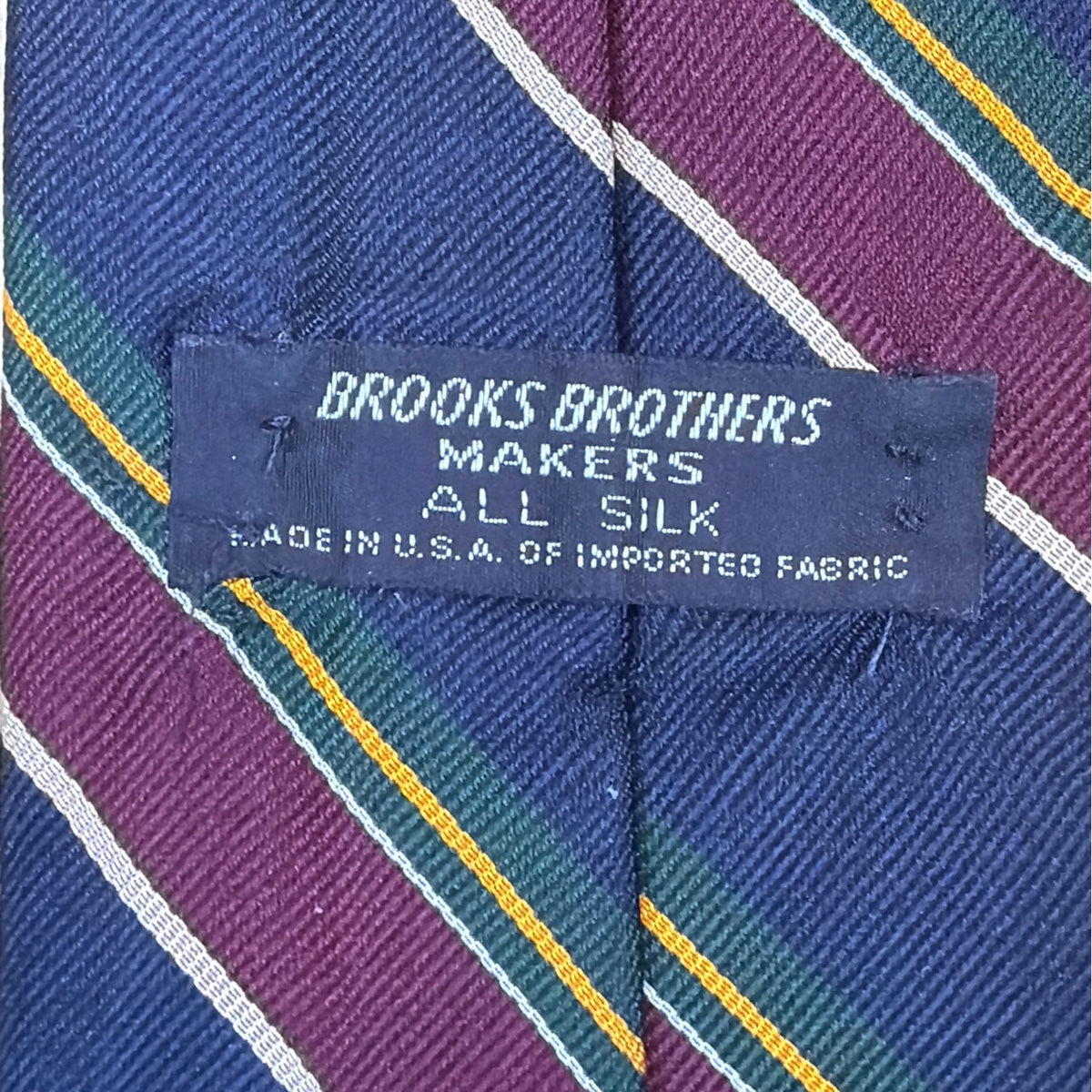 Vintage Brooks Brothers Navy & Burgundy Striped All Silk Tie 57” Made In USA