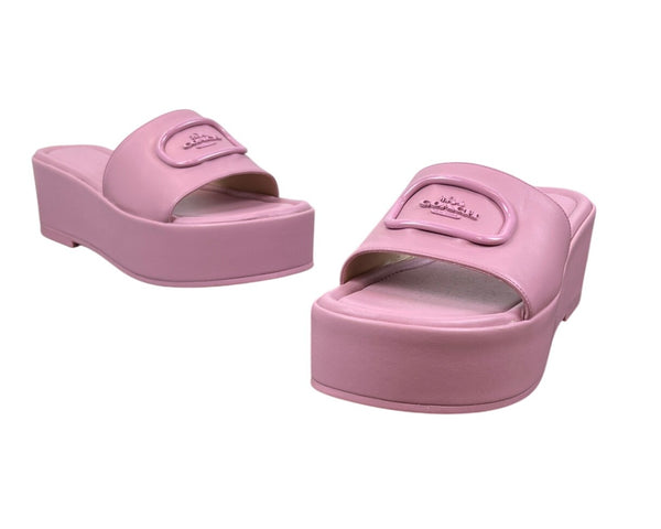 Coach Eloise Leather Sandal Tulip Pink Platform Slides Womens Size 9B - NEW