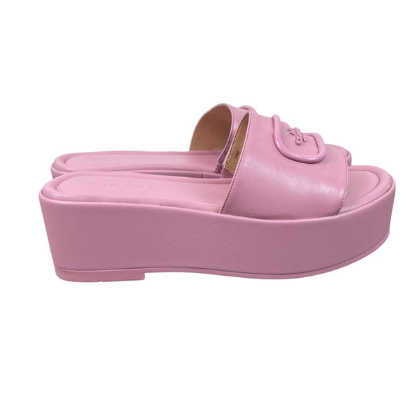 Coach Eloise Leather Sandal Tulip Pink Platform Slides Womens Size 9B - NEW
