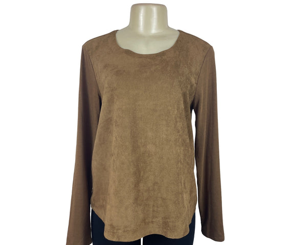 Neiman Marcus Women's Long Sleeve Brown Shirt Sz L