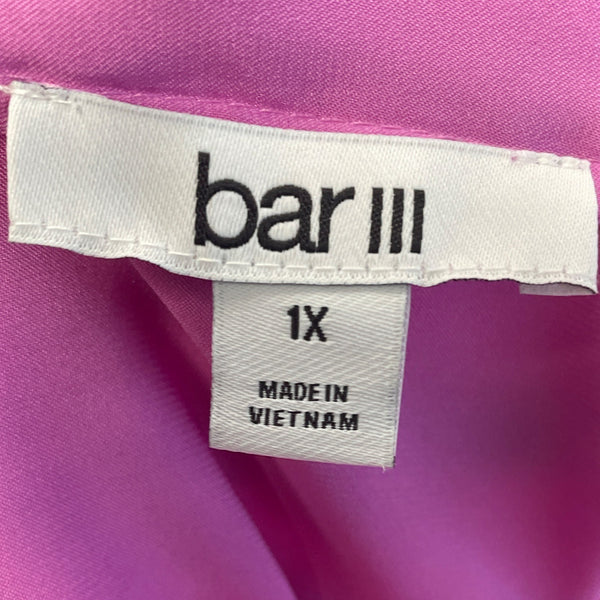 Bar III Womens Pink Polyester Blouse With Front Tie Detail Size 1X - New