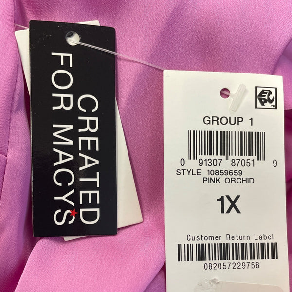Bar III Womens Pink Polyester Blouse With Front Tie Detail Size 1X - New