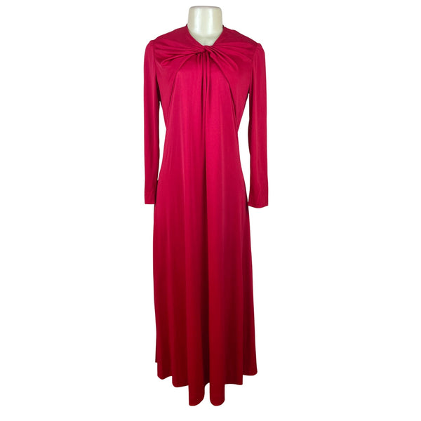 Vintage Leo Narducci Long Sleeve Red Maxi Dress With Knotted Front Detail