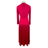 Vintage Leo Narducci Long Sleeve Red Maxi Dress With Knotted Front Detail