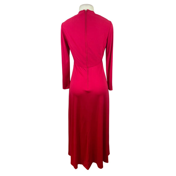 Vintage Leo Narducci Long Sleeve Red Maxi Dress With Knotted Front Detail