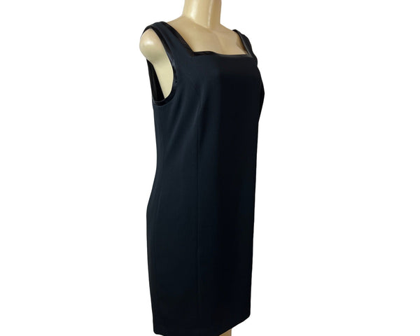 Garfield & Marks Sz 10 Black Loose-fit Knee Length Squared Collar Women's Dress