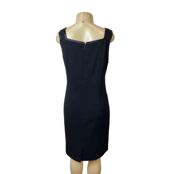 Garfield & Marks Sz 10 Black Loose-fit Knee Length Squared Collar Women's Dress