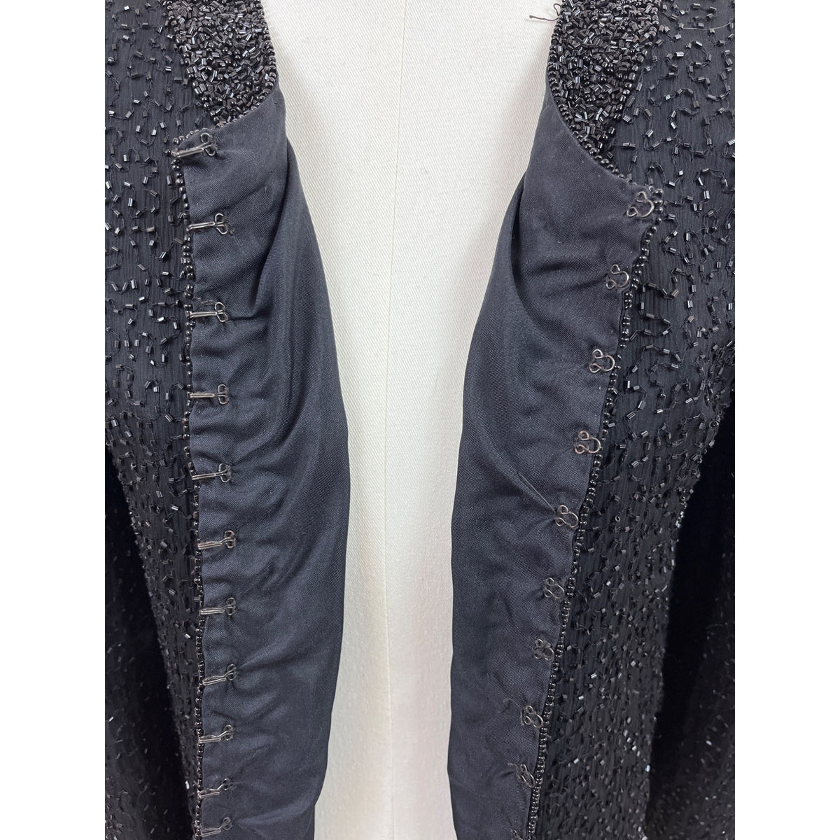 Sténay Petite Womens Black Beaded Silk Hook Closure Cardigan PS