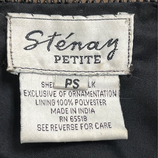 Sténay Petite Womens Black Beaded Silk Hook Closure Cardigan PS