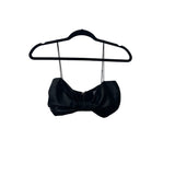 Superdown Womens Black Faux Leather Bow Tube Crop Top Strapless XS Trendy Evening