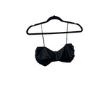 Superdown Womens Black Faux Leather Bow Tube Crop Top Strapless XS Trendy Evening