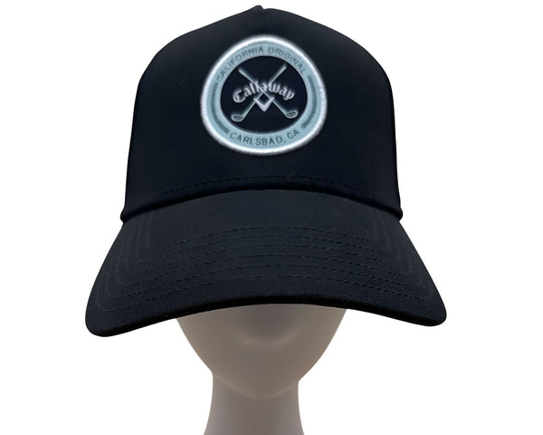Callaway Black Trucker Hat With Patch Logo Snapback Closure Mesh Back