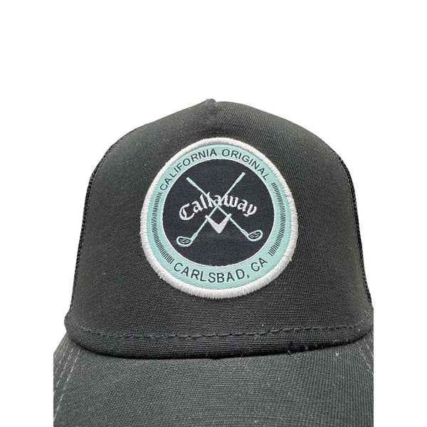 Callaway Black Trucker Hat With Patch Logo Snapback Closure Mesh Back