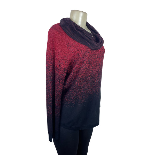 Notations Women's Red/Black Cowl Neck Sweater Size PL