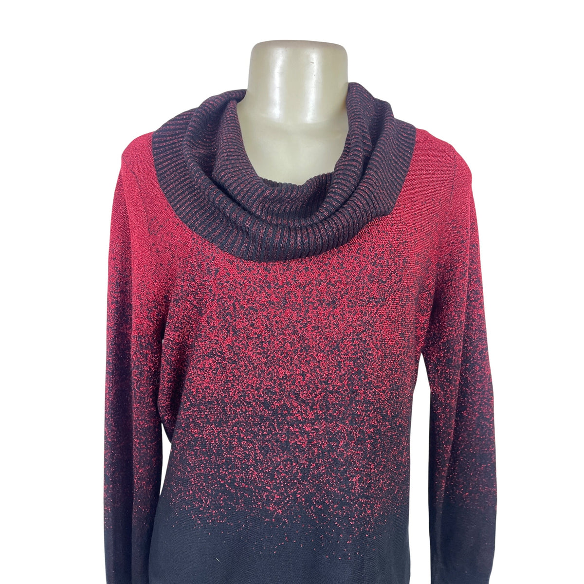 Notations Women's Red/Black Cowl Neck Sweater Size PL