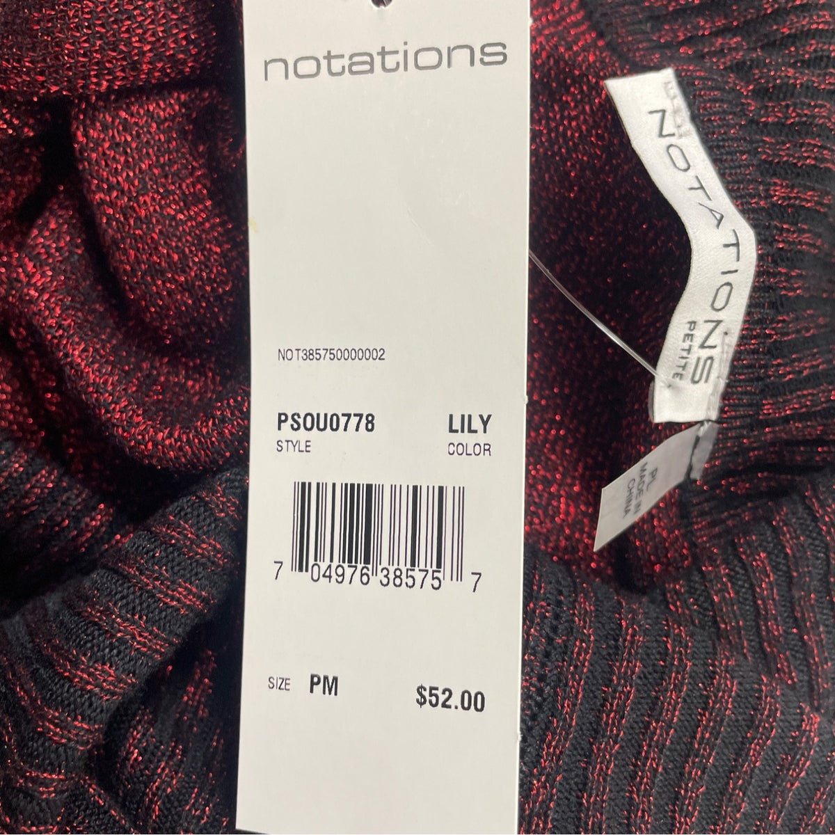Notations Women's Red/Black Cowl Neck Sweater Size PL