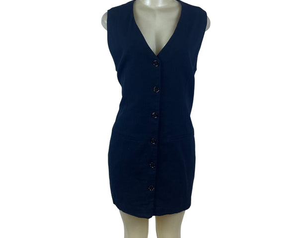 Abercrombie & Fitch Womens Sleeveless Button-Front Black Dress Sz XLP - New