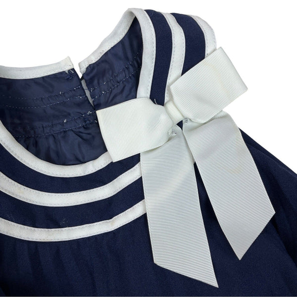Bonnie Jean Girls Navy & White Sailor Dress With Bow Sleeveless Button Size 10