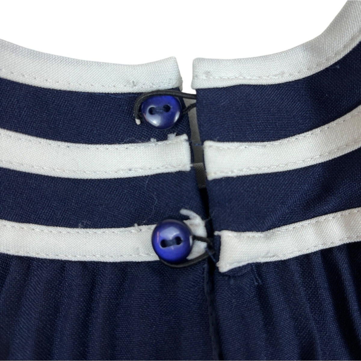 Bonnie Jean Girls Navy & White Sailor Dress With Bow Sleeveless Button Size 10