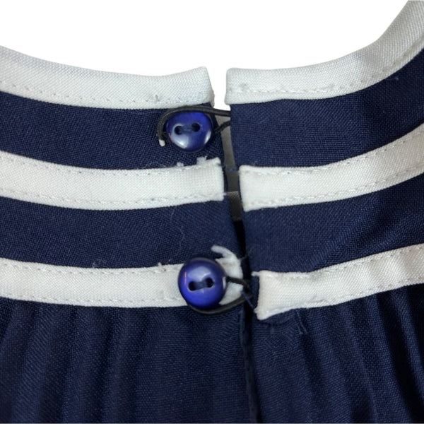 Bonnie Jean Girls Navy & White Sailor Dress With Bow Sleeveless Button Size 10