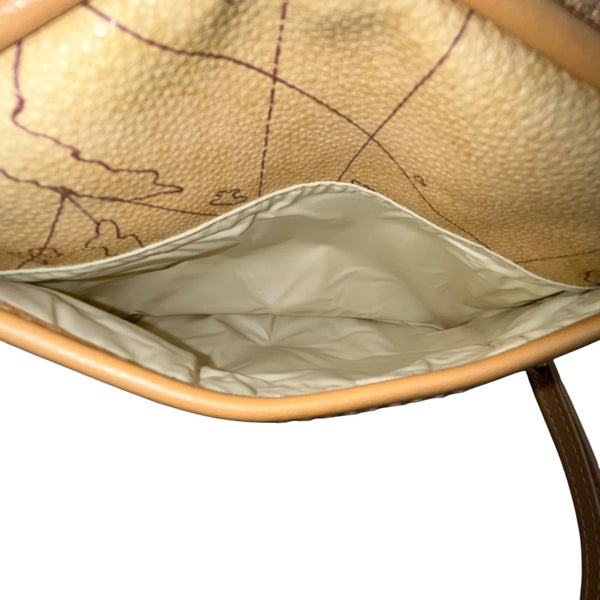 Allan Edward Beige World Map Faux Leather With Small Pouch Wristlet Set