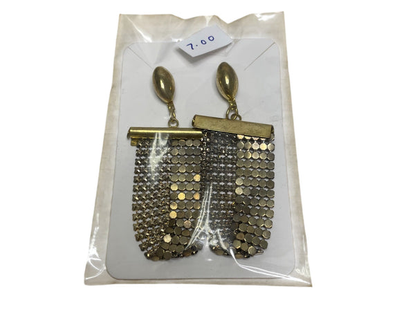 Gold-Tone Mesh Dangle Earrings Elegant Statement Jewelry For Women