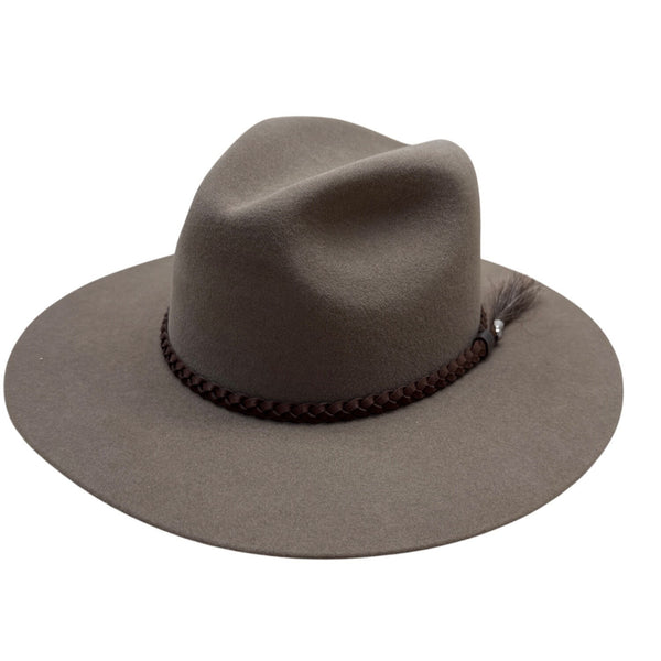 Biltmore Hats Tan Brim Wool Felt Western W/ Brown Braid & Tassel Size 7 1/4 (58)